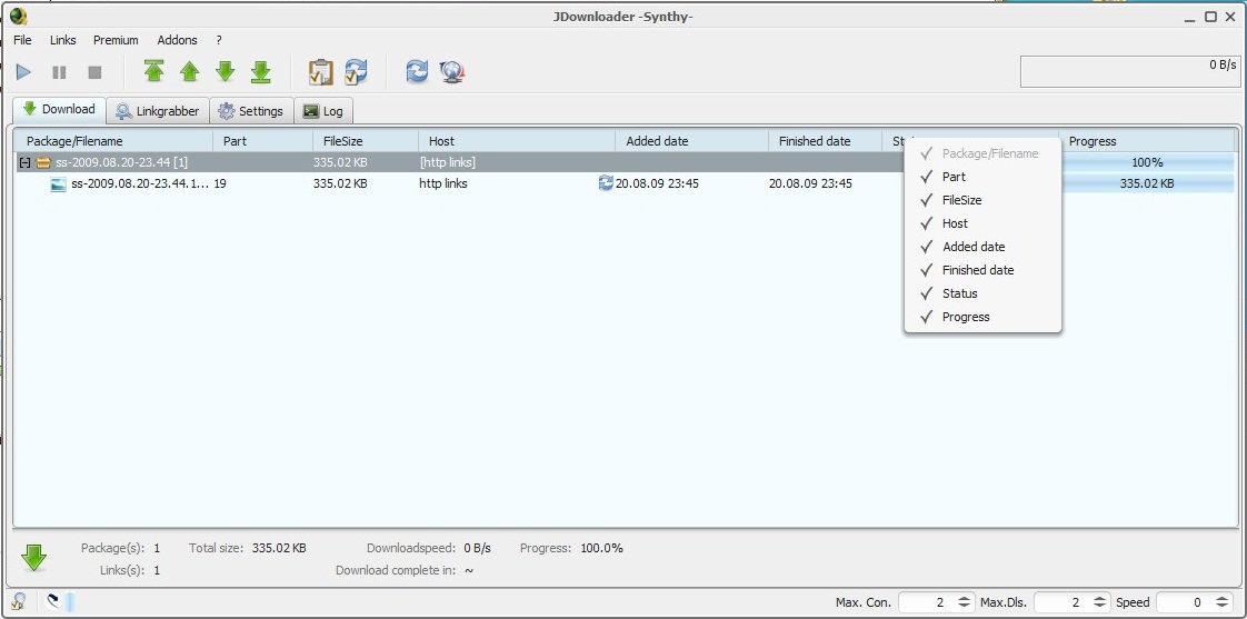 JDownloader 8 Full-Türkçe (Sorunsuz ve hızlı dosya indirme programı) Ss-2009.08.20-23.45.48